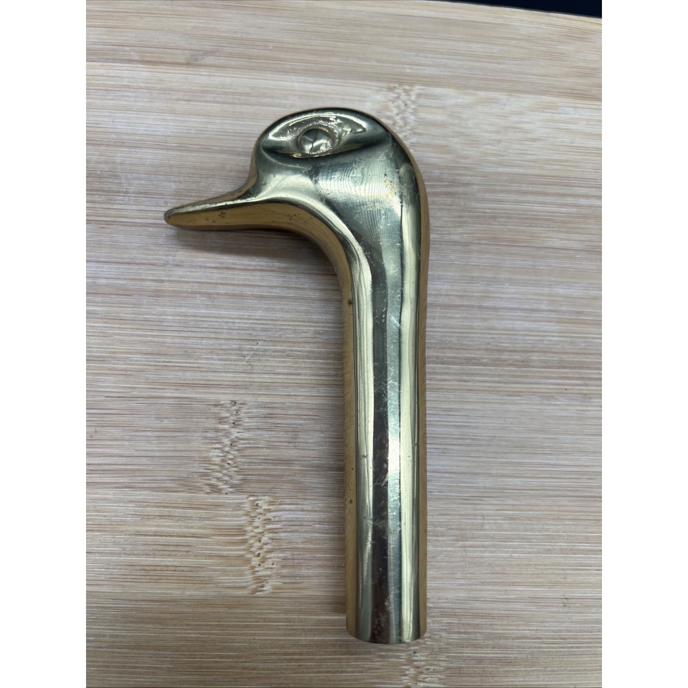 Vintage Brass Duck or Goose Head Cane Walking Stick Handle Topper Screw On